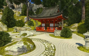 japanese, garden, plants, rock, water, nature, japan