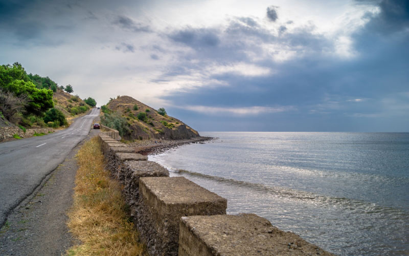 берег, дорога, море