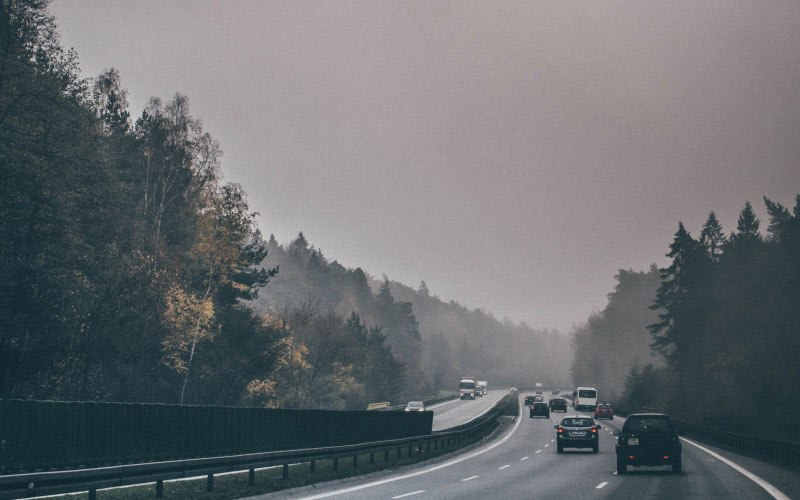 cars, road, traffic, autumn