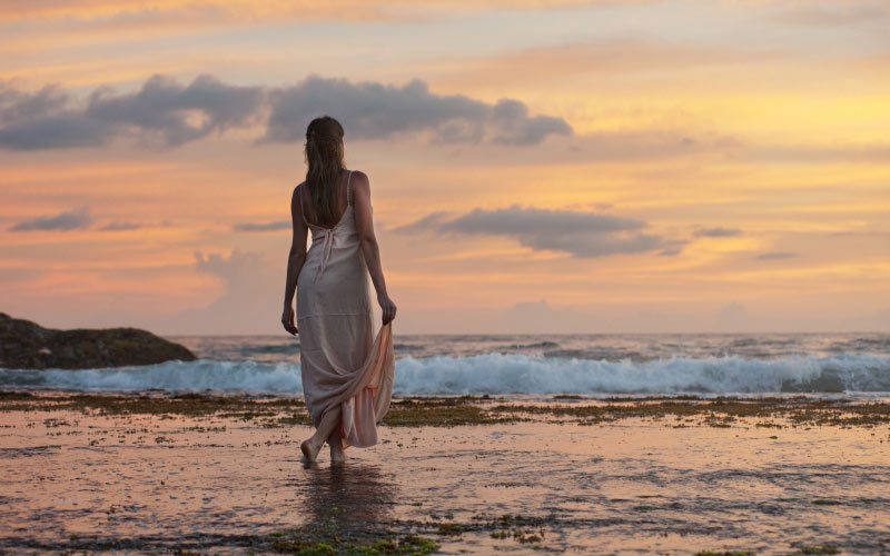 attractive, beach, beautiful, dawn, dusk, lady, leisure, lovely, ocean, people, person, relaxation, sand, sea, seashore, sunrise, sunset, travel, vacation, 