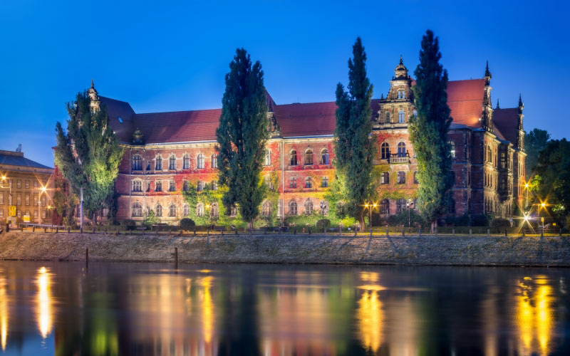 wrocław, музей, вроцлав, замок, город, вечер, польша, архитектура
