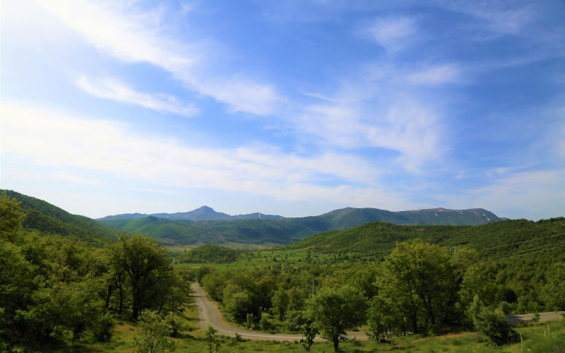 горы, природа, зеленый, лес, деревья, нагорье, небо, пейзаж, холмы, луга, долина, сельский, дорога, прерия