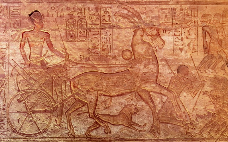 барельеф, рамсес ii, колесница, битва при кадеше, гипостильный зал, великий храм, абу-симбел, египет, рамсес великий, древний