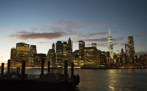 sea, coast, architecture, sky, night, evening, buildings, city, skyscrapers, urban, river, manhattan, new york, cityscape, downtown, brooklyn, nyc, usa, america, harbor, waterway